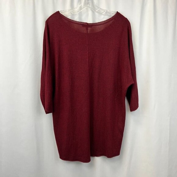 Moa Moa Womens Burgundy Round Neck 3/4 Sleeve Knit Pullover Sweater Size Large - Picture 2 of 8